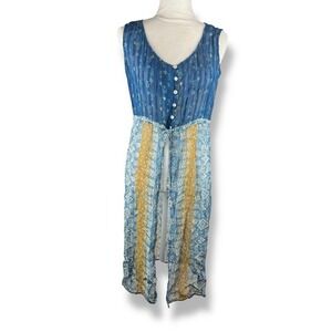 Rene Derhy Tunic Dress Womens Size Medium Sheer Indie Resort Boho Artsy Vintage